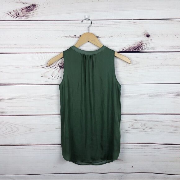 LOFT Army Green Silky Blouse Sz XXSP - Picture 4 of 5